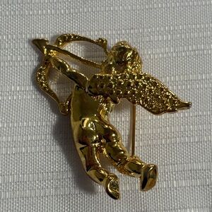 Gold Tone Cupid Brooch